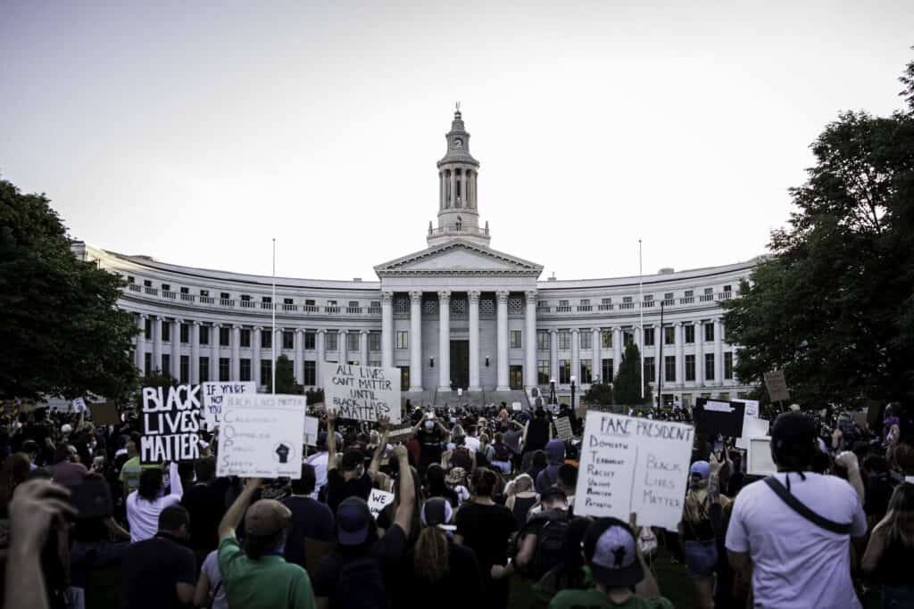 protest at Denver Capitol building